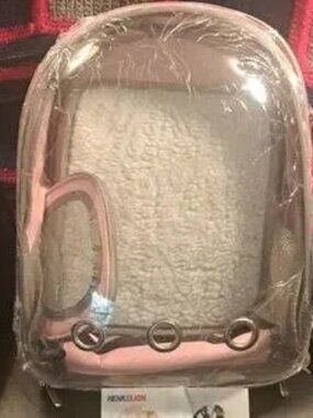Pink Transparent Space Capsule Pet Carrier Backpack, Breathable Clear Bubble Cat